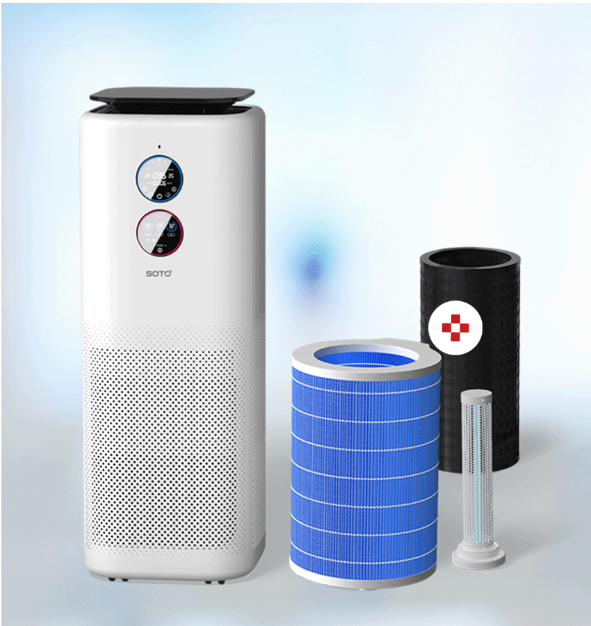 Separate filter design, UV-Photo catalyst system and plasma
