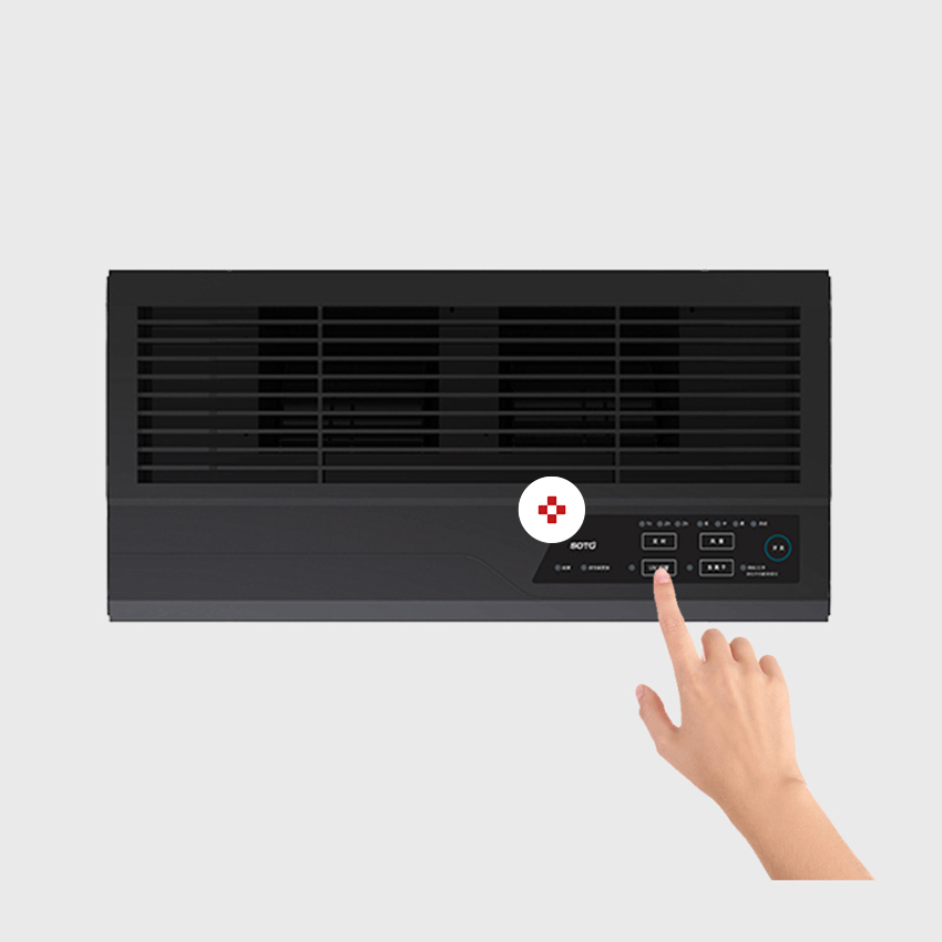 Top air outlet and control panel