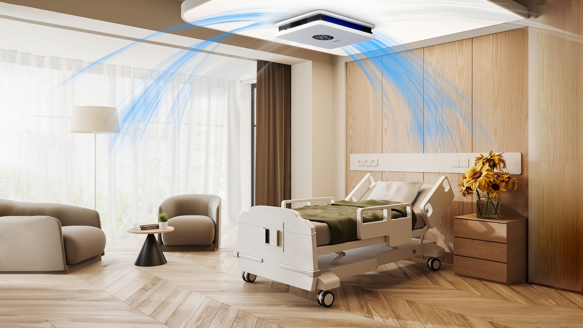 风量大，噪声低，快速净化与杀菌消毒